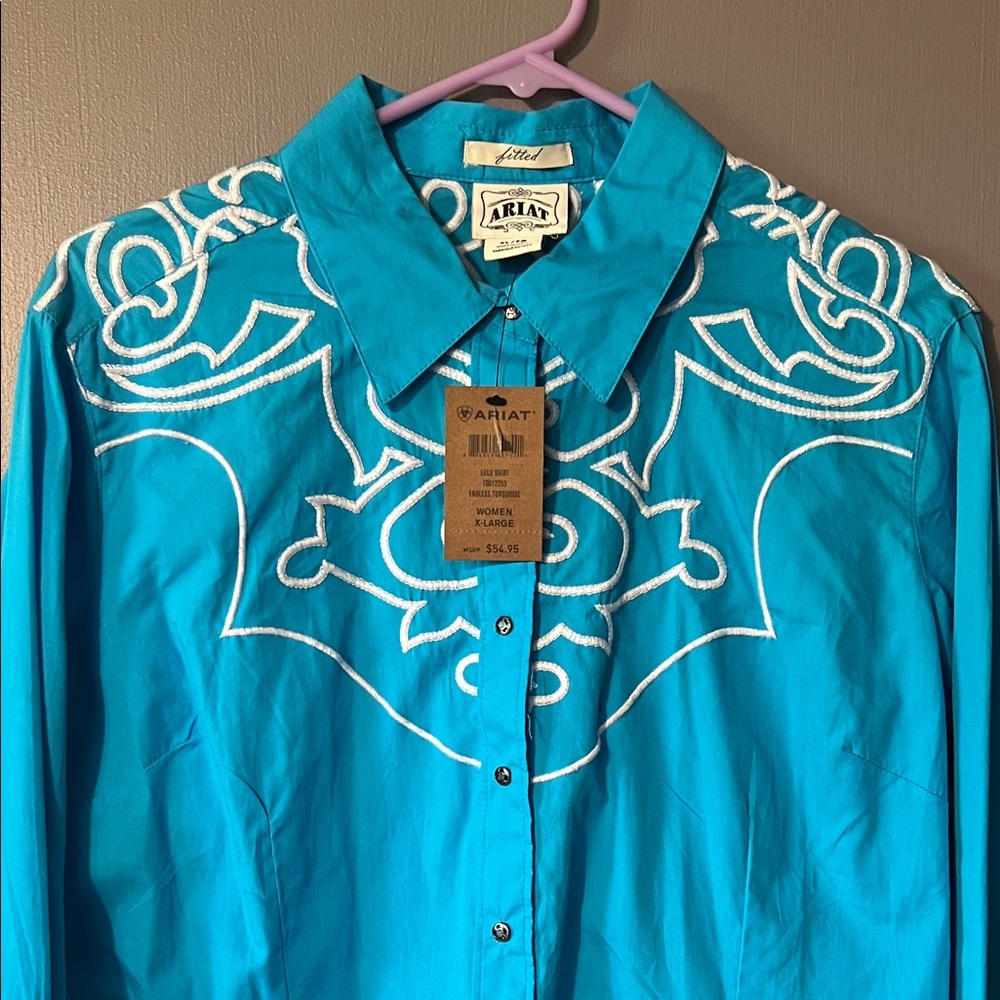 Ariat Turquoise Shirt with White Detailing